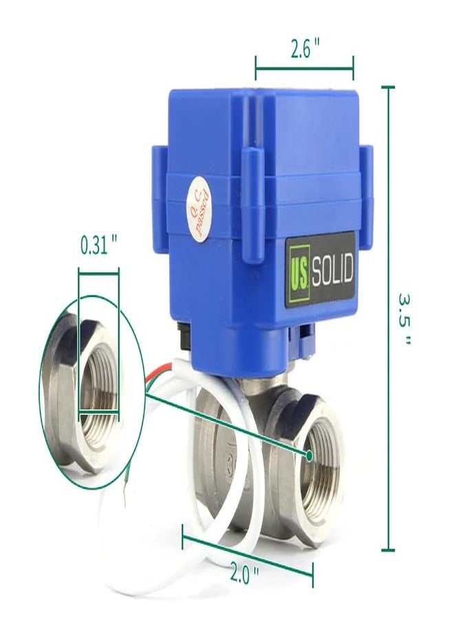 U.S. Solid Motorized Ball Valve- 1/4" Stainless Steel Ball Valve with Full Port, 9-24V AC/DC and 2 Wire Auto Return Setup - Image 3